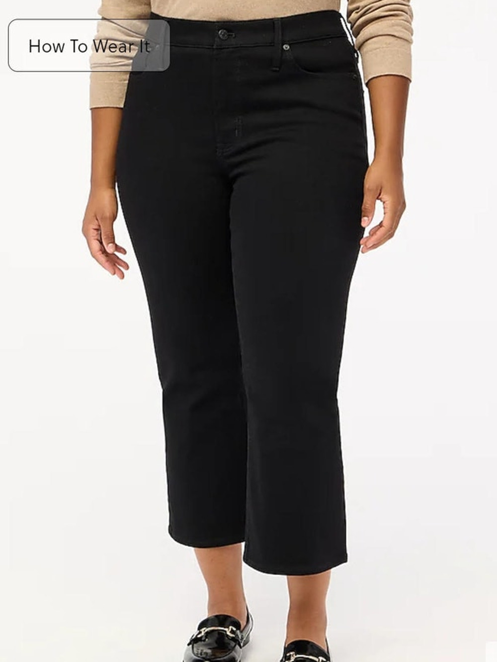 NWT J. Crew Flare Crop Black Jean In All-Day Stretch 29